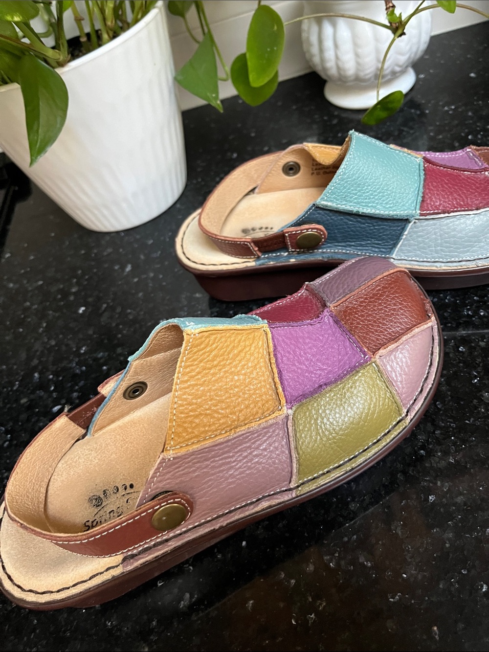 Spring Step Patchwork Leather Multi-Color Mules - Picture 4 of 7